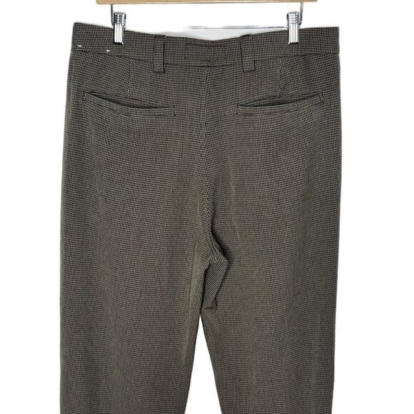 Abercrombie & Fitch Mens 33 Houndstooth Brown Loose Pleated Front Trouser - Picture 4 of 8